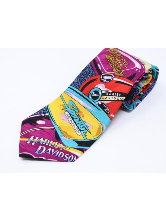 Harley-Davidson Other - Harley Davidson Pop Art Biker Core Tie Silk Eclectric Grandpa Motorcycle Novelty